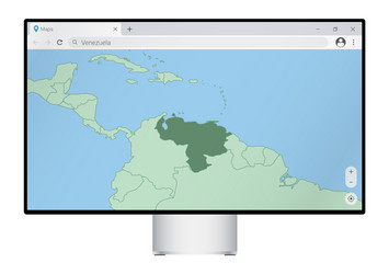 computer monitor with map of venezuela in browser vector image