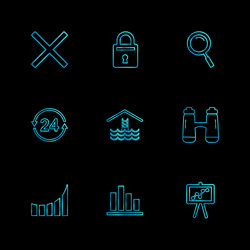 lock search cross chart graph percentage vector image