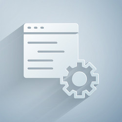 Paper cut computer api interface icon isolated vector