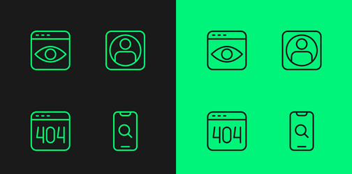 set line magnifying glass and mobile page vector image