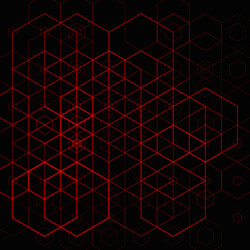 abstract red grid hexgonal pattern on dark vector image