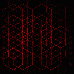 Abstract red grid hexgonal pattern on dark vector