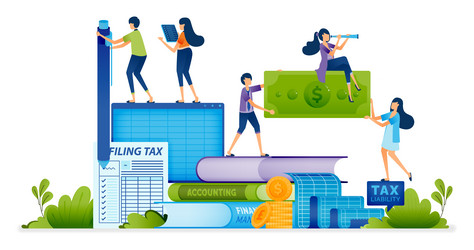 accounting of people learn to collect and record vector image