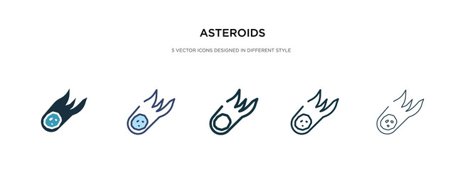 Asteroids icon in different style two colored vector