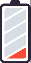 battery icon showing low power status indicating vector image