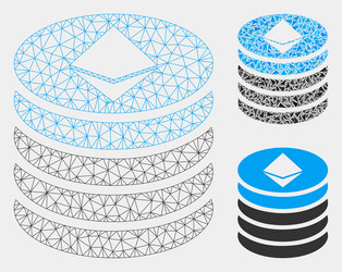 ethereum coin stack mesh carcass model vector image