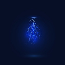 Lightning with blue light realistic thunderbolt Vector Image