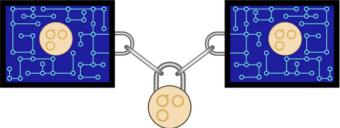 block chain technology of omisego with secure lock vector