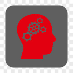 brain gears rounded square button vector image