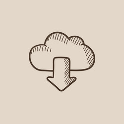 Cloud with arrow down sketch icon Royalty Free Vector Image