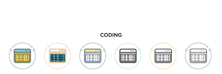 coding icon in filled thin line outline vector image