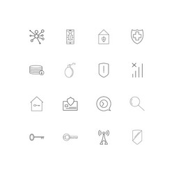 internet security linear thin icons set outlined vector image