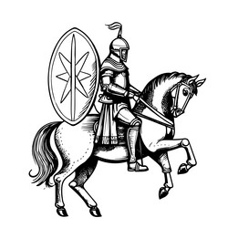 knight on horseback medieval heraldry symbol Vector Image