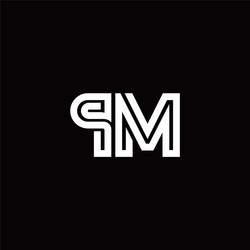 Pm monogram logo with abstract line vector