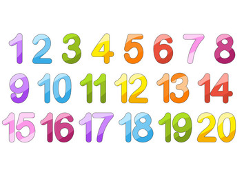 a set of numbers from one to twenty bright vector image