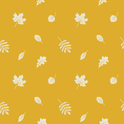 cute yellow pattern background with autumn leaves vector image