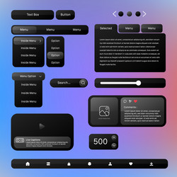 dark mode web ui kit with elegant interface vector image