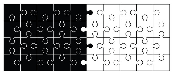 Jigsaw puzzle pieces connection line pattern vector