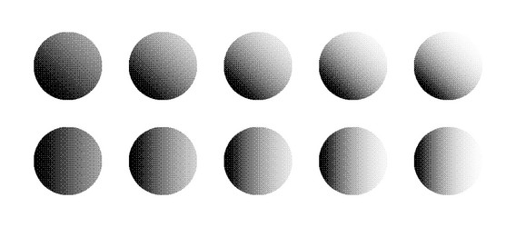 circles with various density of bitmap dither vector image