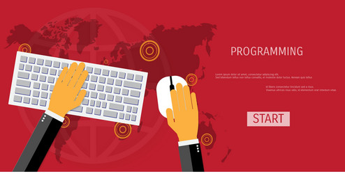 Flat concept of programming and coding vector