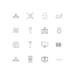 Internet security linear thin icons set outlined vector