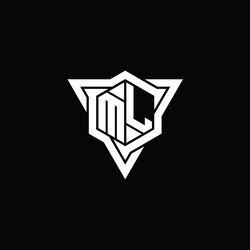 ml logo monogram hexagon shape with triangle vector image