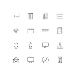 office simple linear icons set outlined vector image