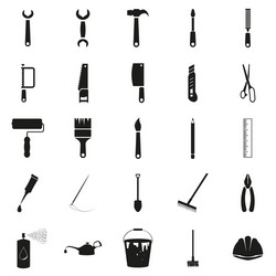 simple black set of tools icons Vector Image