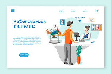 Veterinarian clinic landing page layout man vector