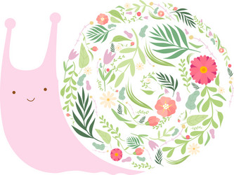 Floral Snail with Shell Vector Image