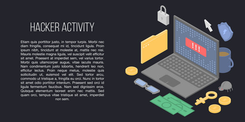 Hacker activity concept banner isometric style vector