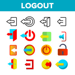 Logout button thin line icons set vector