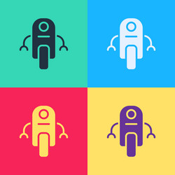 Pop art robot icon isolated on color background vector