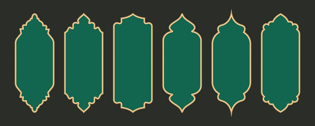 ramadan frame shapes golden border with pattern vector image