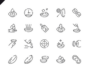 simple set eye lens line icons for website vector image