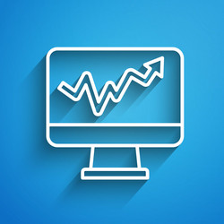 White line computer monitor with graph chart icon vector