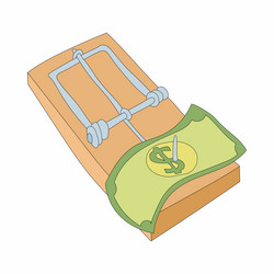 mousetrap with money icon cartoon style vector