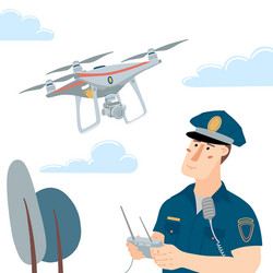 policeman operating a drone clouds and trees vector image