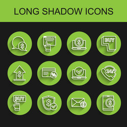 set line buy button shield with dollar speech vector image