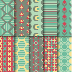 Set of seamless colorful retro patterns geometric vector