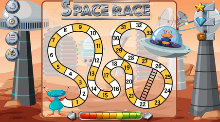 snake and ladders game template with space theme vector image