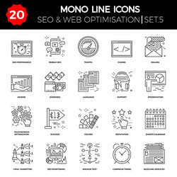 Thin line icons set of search engine optimization vector