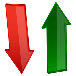 Two arrows icon red and green down up vector