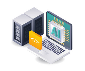 artificial intelligence and server data management vector image