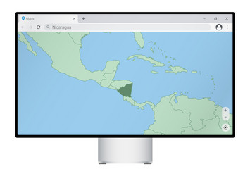 computer monitor with map of nicaragua in browser vector image