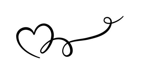 heart single line loop banner decorative element vector image
