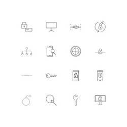 internet security linear thin icons set outlined vector image