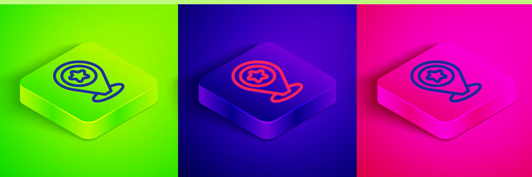 isometric line map pointer with star icon isolated vector image