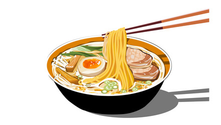 Pork Noodle Bowl with Egg vector image
