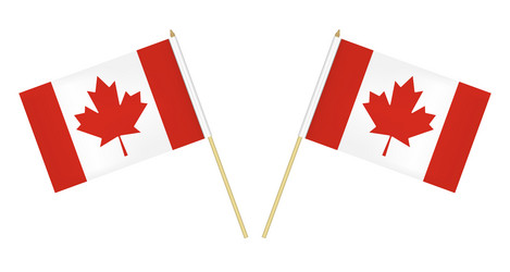 two canadian flags isolated on white background vector